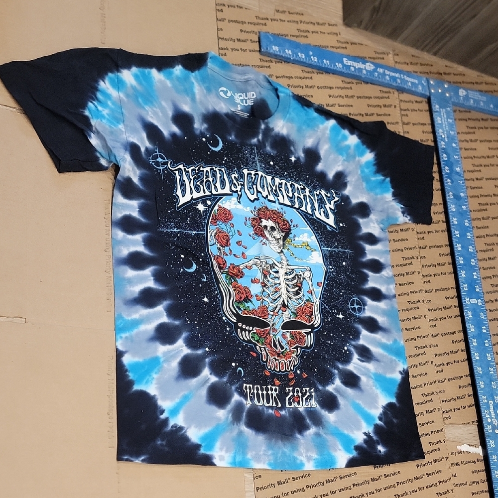 Liquid Blue Grateful Dead Dead & Company  Tie-Dye Tour Tee - Black and Blue